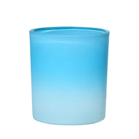 Китай Стекло свечи с синим матовым градиентом на 8 унций для ароматного тумана океана производителя