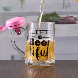 China 12 oz craft beer mug with bell customizable printing logo manufacturer
