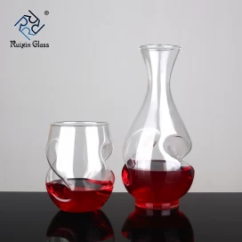China Handmade 12oz Stemless Wine Glass And Decanter Set With Finger Indentations fabrikant