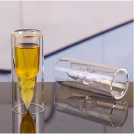Cina Vetri casuali di vetro doppio di vetro di colpo a bullet di vetro di borosilicate personalizzati 45ml 1.5oz produttore