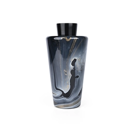 Cina Vaso di lusso in vetro marmorizzato nero con venature dorate e cappuccio nero produttore