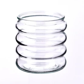 China Supplier 8oz Spiral shape glass machine blowing glass candle jars manufacturer