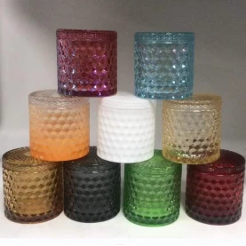 China different finishes diamond woven pattern mirror glass candle jars manufacturer