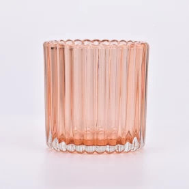 China Customized Glass Candle Holders transparent orange Glass Candle Vessels manufacturer
