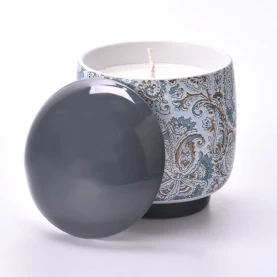 Китай natural yoga ceramic jar wax candle OEM with ceramic lid - COPY - m087h8 производителя