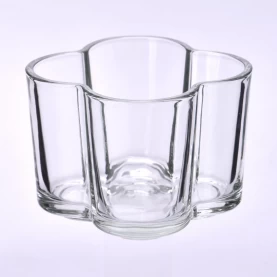 China Clear flowers shape glass candle vessel wholesale manufacturer
