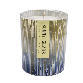 China Luxury blue piano with uu patterned paper glass pattern glass candle jar manufacturer