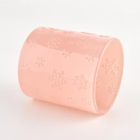 China Unique pattern pink glass candle jar wholesale manufacturer