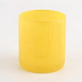 China customized yellow colored glass candle jar with home decor manufacturer