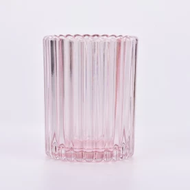 China 300ml stripe scented candle vessels pink glass Valentine's Day manufacturer