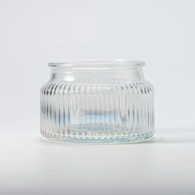 China Supplier vertical lined 350ml design gradient color glass jar scented candle vessel glass manufacturer