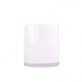 China Hand Made 400ml White Glass Candle Holders Wholesale manufacturer