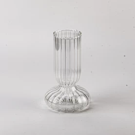 China Luxury Design High Borosilicate Glass Vessel Custom Color Empty Candle Holder manufacturer