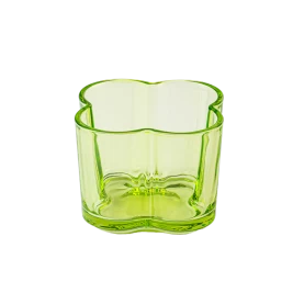 China Popular green color glass candle vessel with flower design manufacturer