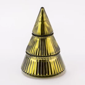 China Glass candle container with lid for Christmas decoration manufacturer