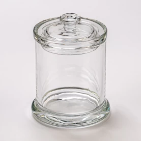 China Luxury Cylindrical 345ml Glass Candle Jar with Lid for Home Decor manufacturer