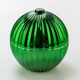 Cina Verdure di candela in vetro a forma di vetro a forma di lussuoso verde con copertina di candele decorative sul coperchio produttore