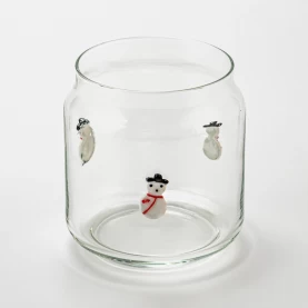 China Decorative Snowman Design Clear Glass Candle Vessel for Wholesaling manufacturer
