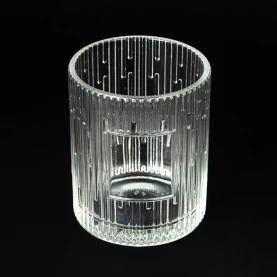 porcelana Diseño de rayas verticales premium Jar de vela perfumada de vidrio para decoración de la mesa fabricante