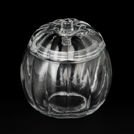 China Popular Pumpkin Shaped Custom Color Glass Candle Jar with Lid manufacturer
