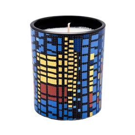 China Wholesale Geometric Dot Line Glass Candle Jars for Candle Containers manufacturer