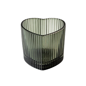 porcelana Decoración del hogar del tarro de la vela de cristal de la raya vertical de la forma del corazón fabricante