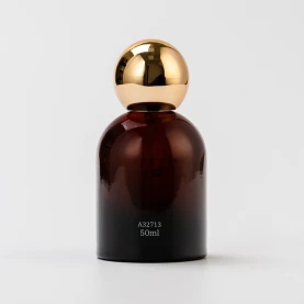 China Luxury Dark Red Custom Logo Glass Perfume Essence Bottle with Round Lid manufacturer