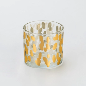 China Premium Transparent Glass Candle Vessel with Custom Logo and Golden Spotted Pattern Decal 7oz for Home Wedding Party Decor manufacturer