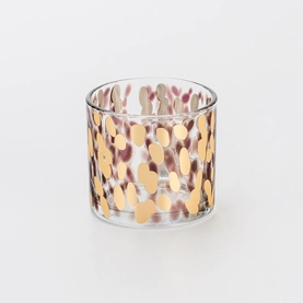 China Wholesaling Fancy Decal Artistic Pattern Transparent Glass Candle Jar Custom Printing High Quality for Home Decor manufacturer