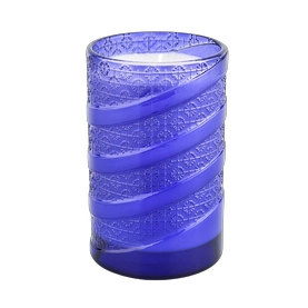 China Wholesale Cobalt Blue Spiral Embossed Glass Candle Jars manufacturer