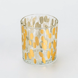 China Luxury Surface Finish Glass Candle Jar with Golden Dotted Pattern for Soy Wax Candle Pouring Elegant Home Decor manufacturer