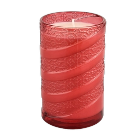 China Custom Red Textured Glass Candle Containers Decorative Candle Jar Manufacturer manufacturer