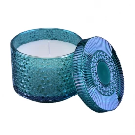 porcelana Tenedores de velas de vidrio con aroma a 25 oz con tapas al por mayor fabricante