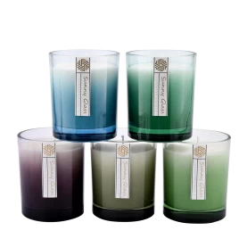 China 300ml glass candle holders gradient color decoration manufacturer
