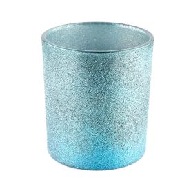 China Glass candle jar candle vessel cyan frosted empty luxury candle holder manufacturer