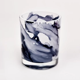 China China wholesale glass candle jar 10 oz marble effect manufacturer