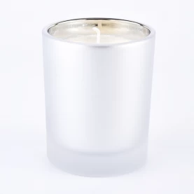 China Customized colored glass candle vessels with electroplated silver inside for wholesale manufacturer