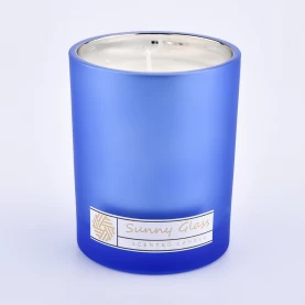 China Glass candle vessel sky blue inner electroplated silver glass candle jar manufacturer