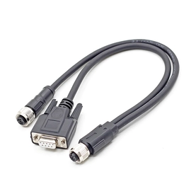 China M12 5 pin female to DSUB 9 pin and M12 5 pin female Y splitter cable manufacturer