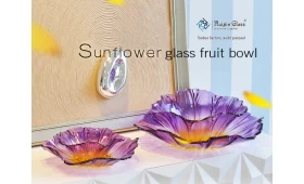 Sunflowers shaped large glass fruit bowl supplier new product