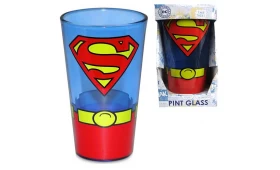 Op glas gedrukt met een superman