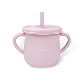 China Benhaida Factory Direct BPA Free 2 In 1 with Two Handles Baby Training Cup with Straw Lid Spill Proof Silicone Snack Cup manufacturer