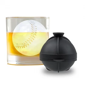 China Benhaida Auslaufsicherer 2,5-Zoll-Whisky-Eisballbereiter mit langsam schmelzendem Trichter, BPA-freie Silikon-Baseball-Eisform Hersteller