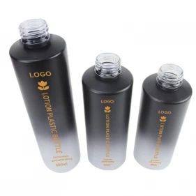 China 350ml 400ml 500ml Black Color Gradient PET Cosmetic Moisturizer Toner Bottles Plastic Shampoo manufacturer