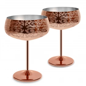 China Etching Patern With Copper Plated Finishing Martini Cocktail Glass manufacturer