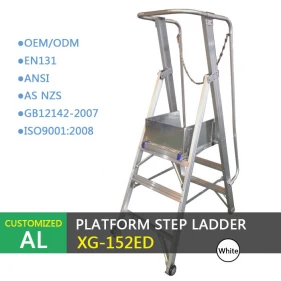 porcelana Escalera con peldaños de plataforma profesional de aluminio Xingon con puerta de seguridad ANSI fabricante
