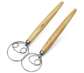 China Detuch Dough Whisks Bread Mixer Egg Beater Wooden Handle Dough Whisk Suppliers manufacturer