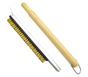 China Heavy Duty Pizza Oven Cleaning Brush With Long Wood Handle Detachable Pizza Stone Brush manufacturer