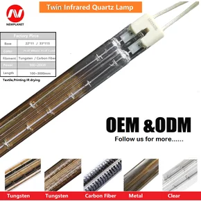 China 500MM 220V 2000W Glass Infrared Paint Curing Lamp Shortwave IR Heating Tube manufacturer