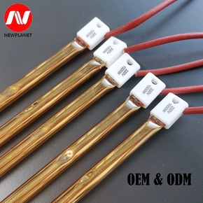 China Full Gold Halogen Infrared Heat Lamps Shortwave Quartz Infrared HeatingTubes manufacturer